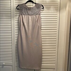 Cachet Silver Embellished Midi Dress